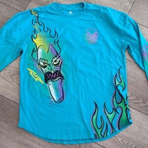 Disney Hades Hercules Long Sleeve Shirt Mens Medium Blue Airbrush Villains